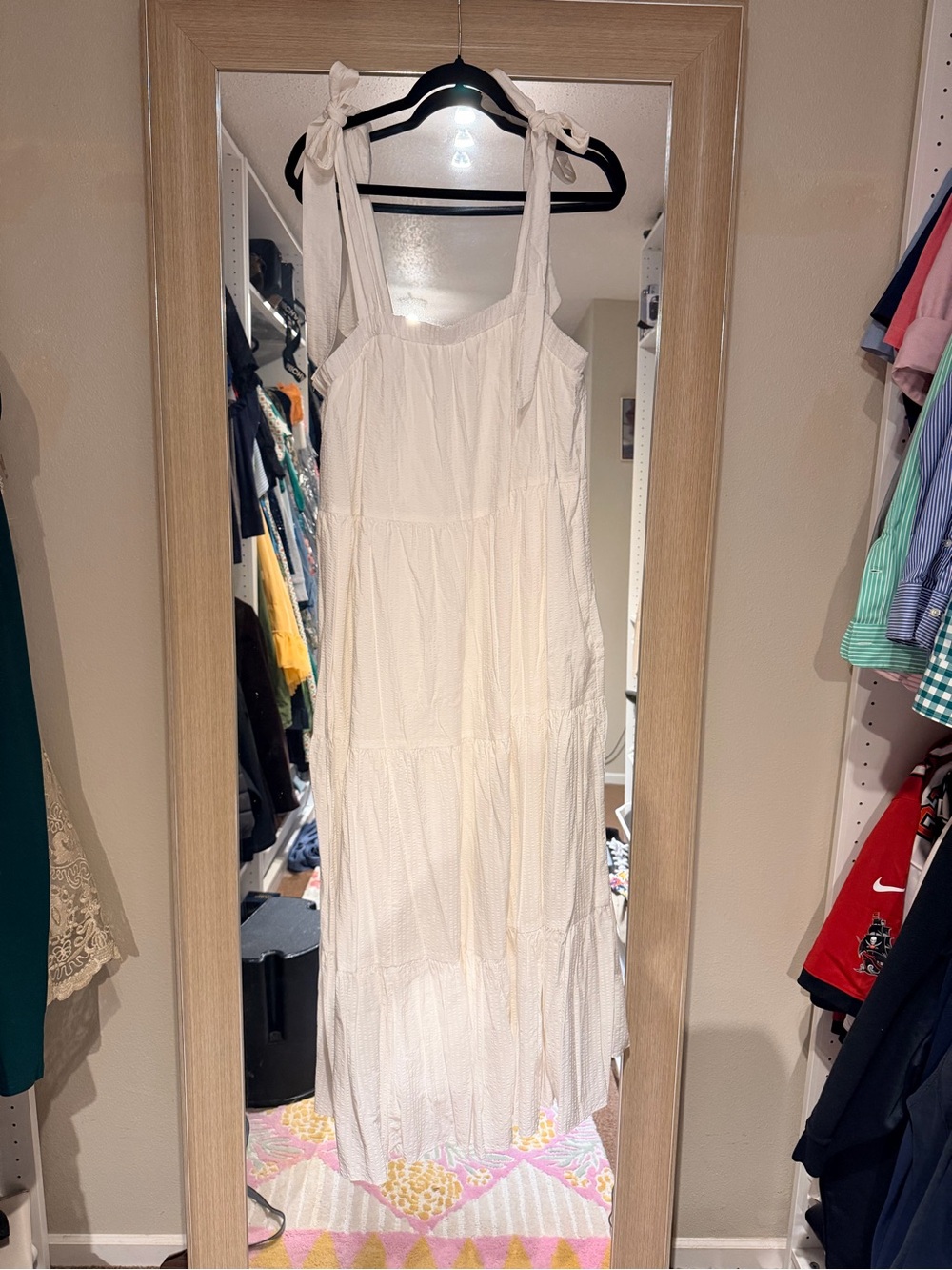 Show Me Your MuMu Sabrina - White Tie-Strap Tiered Maxi Dress